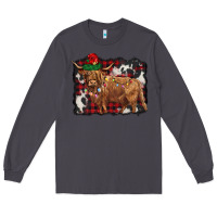 Smoke christmas highland cow Long Sleeve Tee - BarkalooDesign