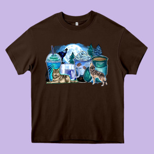 Wolf Coffee Cups Heavy Core Tee Designed By Zillion Design Studio