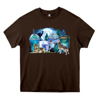 Chocolate Brown wolf coffee cups Heavy Core Tee - Zillion Design Studio
