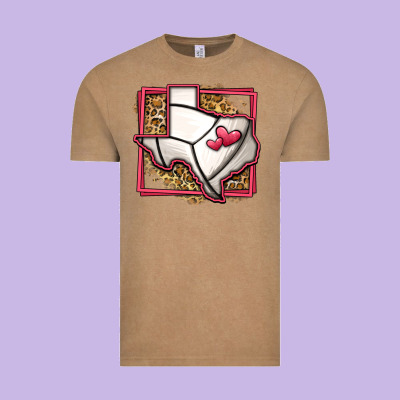 Leopard Volleyball Texas Map Vintage Tee Designed By Jasminsmagicworld