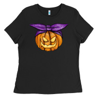 Black Jack O' Lantern Halloween Pumpkin Ladies Tee - RanaPortraitStore