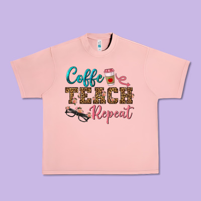 Coffee Teach Repeat Urban Heavy Tee Designed By Bundleandbundleshop