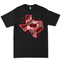 Black valentine' s day texas map with roses Premium Tee - RanaPortraitStore
