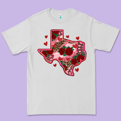 Valentine' S Day Texas Map With Roses Premium Tee Designed By Ranaportraitstore