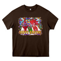 Chocolate Brown Happy Easter Roosters Heavy Core Tee - RanaPortraitStore