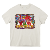 Cream Happy Easter Roosters Heavy Core Tee - RanaPortraitStore