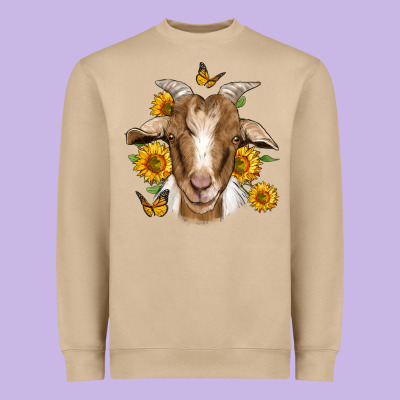 Sunflower Goat Heavyweight Sweatshirt Designed By Jasminsmagicworld