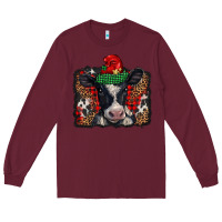 Burgundy christmas black and white baby cow Long Sleeve Tee - BarkalooDesign