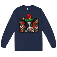 Navy christmas black and white baby cow Long Sleeve Tee - BarkalooDesign
