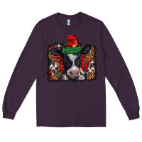 Plum christmas black and white baby cow Long Sleeve Tee - BarkalooDesign