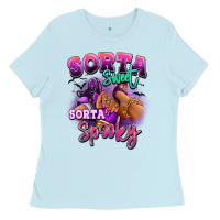 Baby Blue Sorta sweet sorta spooky sneaker and heel afro wom Ladies Tee - RanaPortraitStore