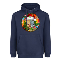 Navy Saanen Goat Christmas Heavyweight Hoodie - LillyAllenDesigns