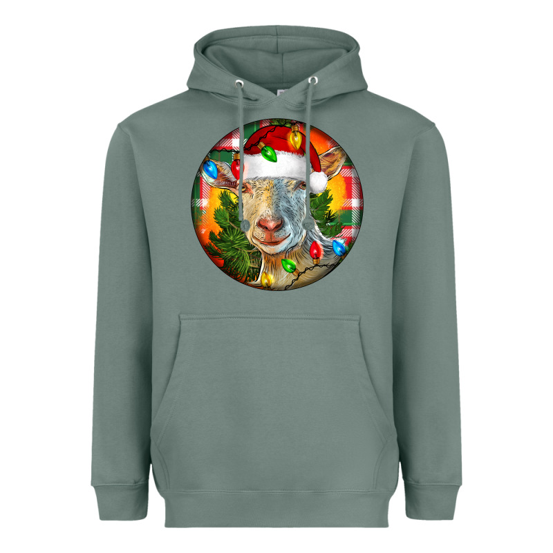Saanen Goat Christmas Heavyweight Hoodie by LillyAllenDesigns | Teevron