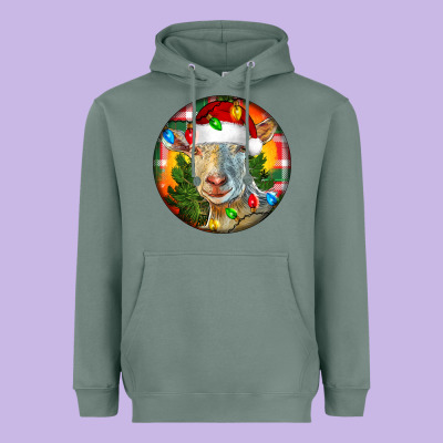 Saanen Goat Christmas Heavyweight Hoodie Designed By Lillyallendesigns