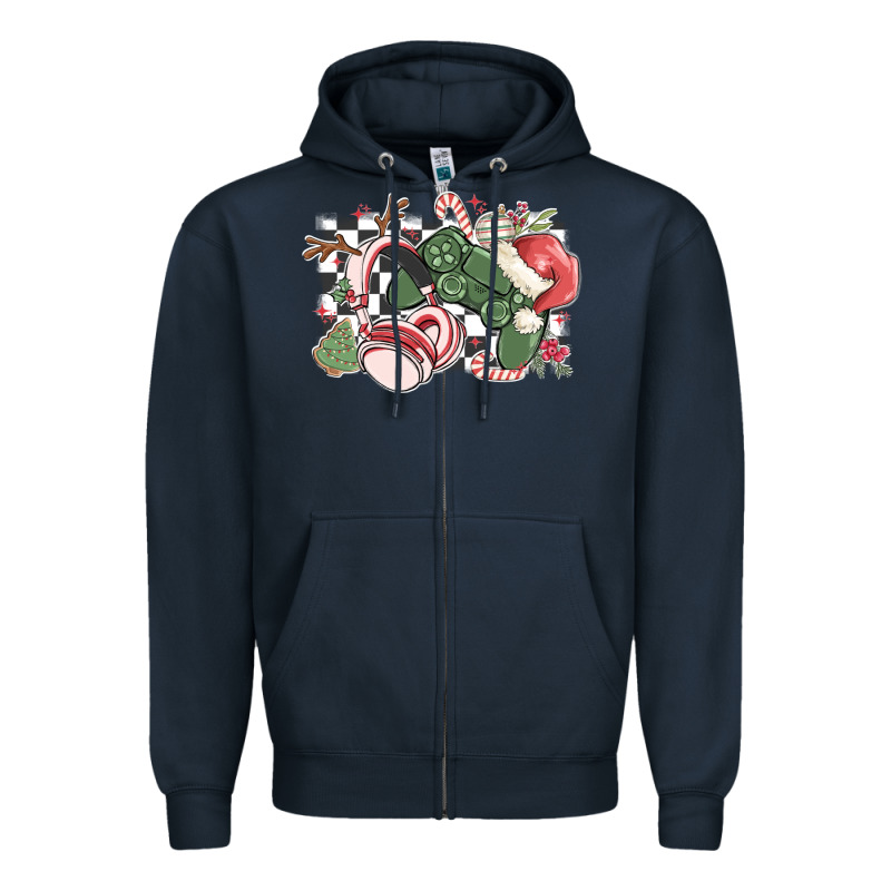 Gamer Christmas Game Controller Zipper Hoodie by MaliasSmallBusiness | Teevron