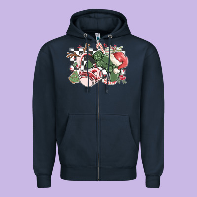 Gamer Christmas Game Controller Zipper Hoodie Designed By Maliassmallbusiness