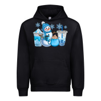 Black winter snowman coffee cups Urban Hoodie - CowGirlArtShop