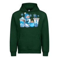 Forest Green winter snowman coffee cups Urban Hoodie - CowGirlArtShop