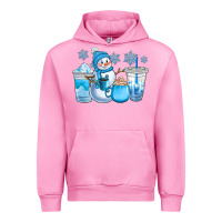 Fuchsia Pink winter snowman coffee cups Urban Hoodie - CowGirlArtShop