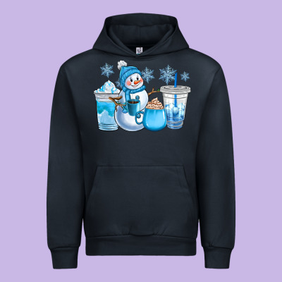 Winter Snowman Coffee Cups Urban Hoodie Designed By Cowgirlartshop