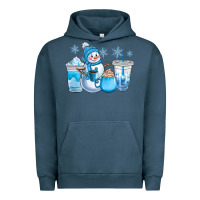 Pigment Midnight Navy winter snowman coffee cups Urban Hoodie - CowGirlArtShop