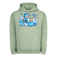Pigment Oil Green winter snowman coffee cups Urban Hoodie - CowGirlArtShop