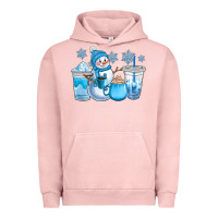 Pigment Salmon winter snowman coffee cups Urban Hoodie - CowGirlArtShop