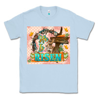 Dusty Blue Easter Day He is risen 20oz skinny Classic Tee - LillyAllenDesigns