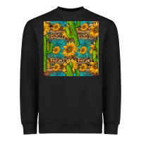 Black sunflower and cactus seamless pattern Heavyweight Sweatshirt - BundleAndBundleShop
