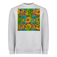 Heather Grey sunflower and cactus seamless pattern Heavyweight Sweatshirt - BundleAndBundleShop