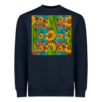 Navy sunflower and cactus seamless pattern Heavyweight Sweatshirt - BundleAndBundleShop