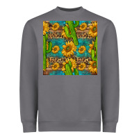 Storm sunflower and cactus seamless pattern Heavyweight Sweatshirt - BundleAndBundleShop