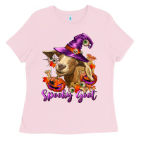 Bubblegum Pink Spooky Goat Ladies Tee - RanaPortraitStore