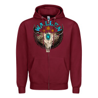 Burgundy wallen with bull skull Zipper Hoodie - NancyCooperArtShop