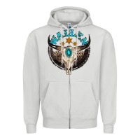 Dove Grey wallen with bull skull Zipper Hoodie - NancyCooperArtShop