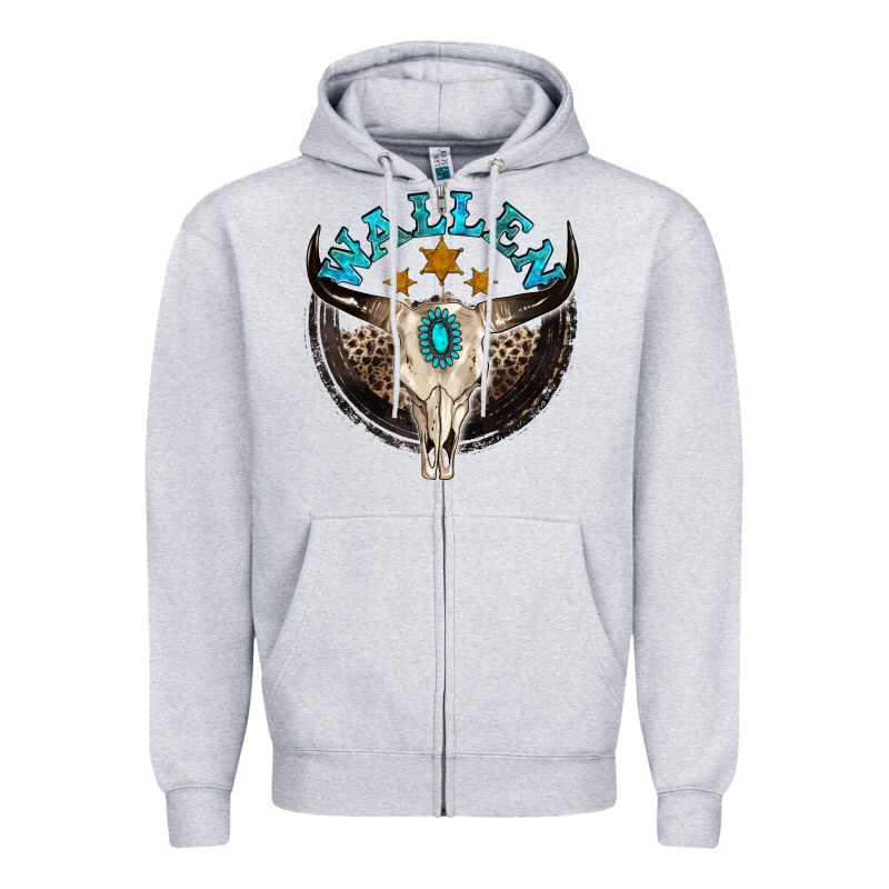 Wallen With Bull Skull Zipper Hoodie by NancyCooperArtShop | Teevron