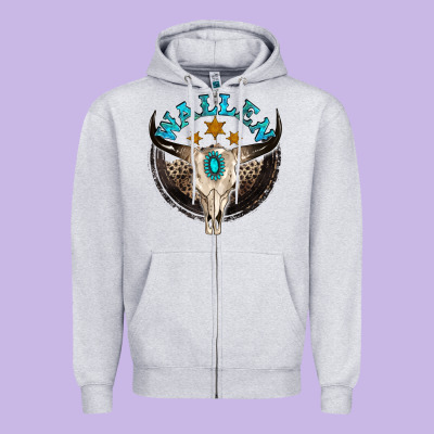Wallen With Bull Skull Zipper Hoodie Designed By Nancycooperartshop