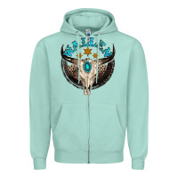 Seafoam wallen with bull skull Zipper Hoodie - NancyCooperArtShop