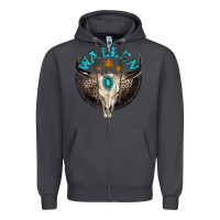 Smoke wallen with bull skull Zipper Hoodie - NancyCooperArtShop