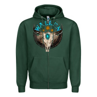 Sports Green wallen with bull skull Zipper Hoodie - NancyCooperArtShop