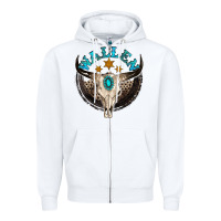 White wallen with bull skull Zipper Hoodie - NancyCooperArtShop