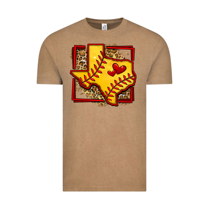 Leopard Softball Texas Map Vintage Tee by Jasminsmagicworld | Teevron