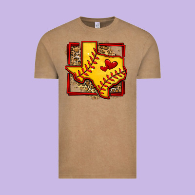 Leopard Softball Texas Map Vintage Tee Designed By Jasminsmagicworld