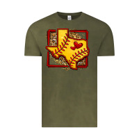 Vintage Olive leopard softball texas map Vintage Tee - Jasminsmagicworld