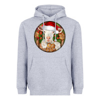 Heather Grey Baby Cashmere Goat Christmas Heavyweight Hoodie - LillyAllenDesigns