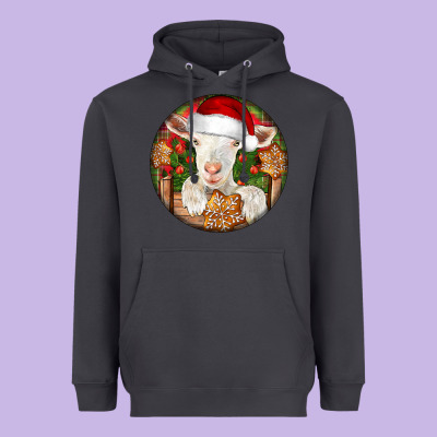 Baby Cashmere Goat Christmas Heavyweight Hoodie Designed By Lillyallendesigns