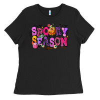 Black Spooky season Halloween Ladies Tee - RanaPortraitStore