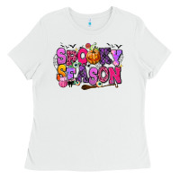 White Spooky season Halloween Ladies Tee - RanaPortraitStore