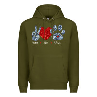 Army Green Peace Love Paws Premium Hoodie - Bettercallsaul