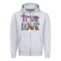 Heather Grey true love Zipper Hoodie - NancyCooperArtShop